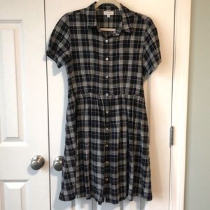 Steven Alan Navy Gray Plaid Button Up Dress 6
